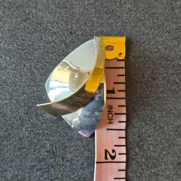 Vintage Sterling silver and brass handmade clip on earrings, Mexico 925 - Picture 5 of 6